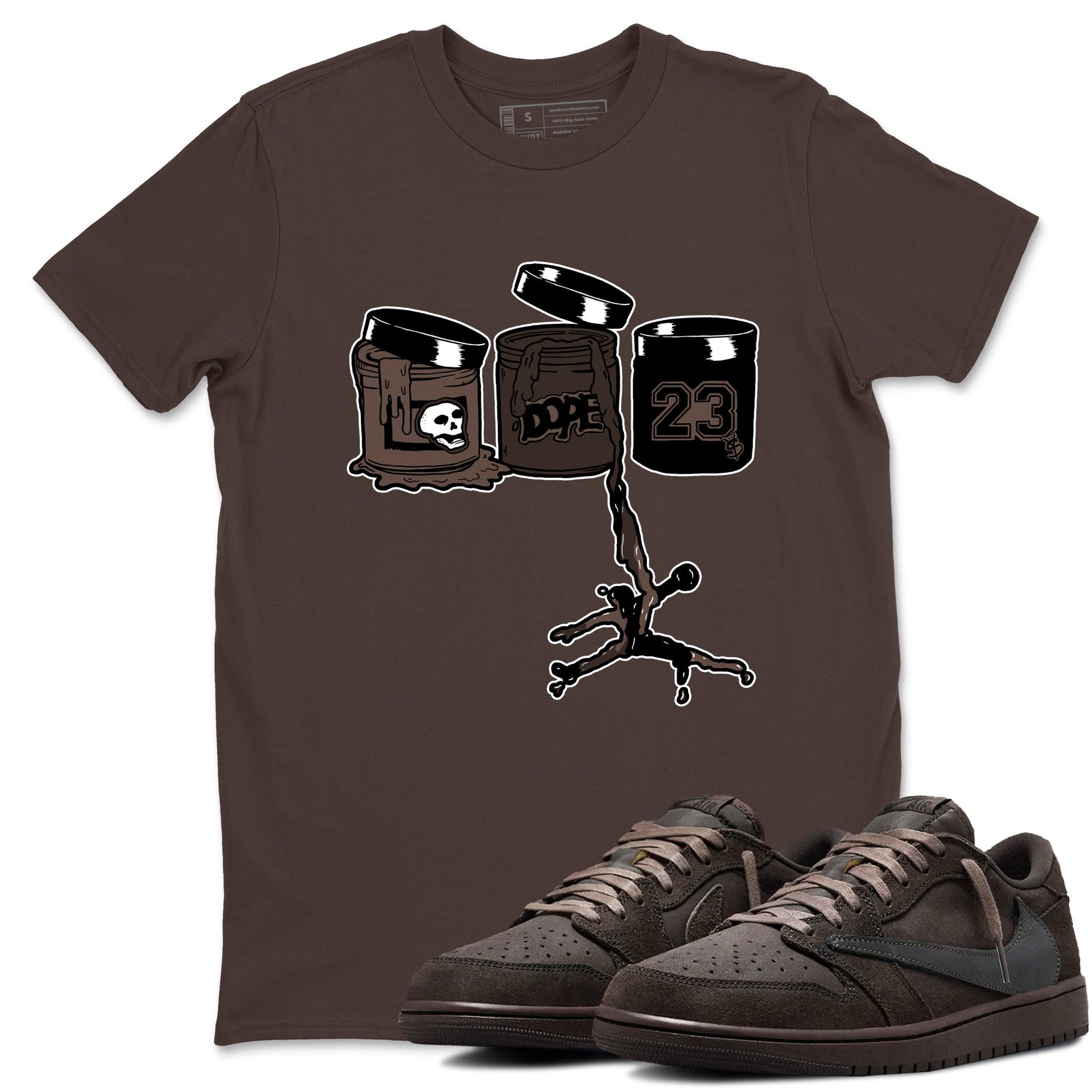 AJ1 Travis Scott Velvet Brown and Dark Mocha shirts to match jordans Jordan Paint sneaker match tees 1s Travis Scott Velvet Brown match shoes to clothes SNRT Sneaker Tees unisex cotton Dark Chocolate 1 shirts