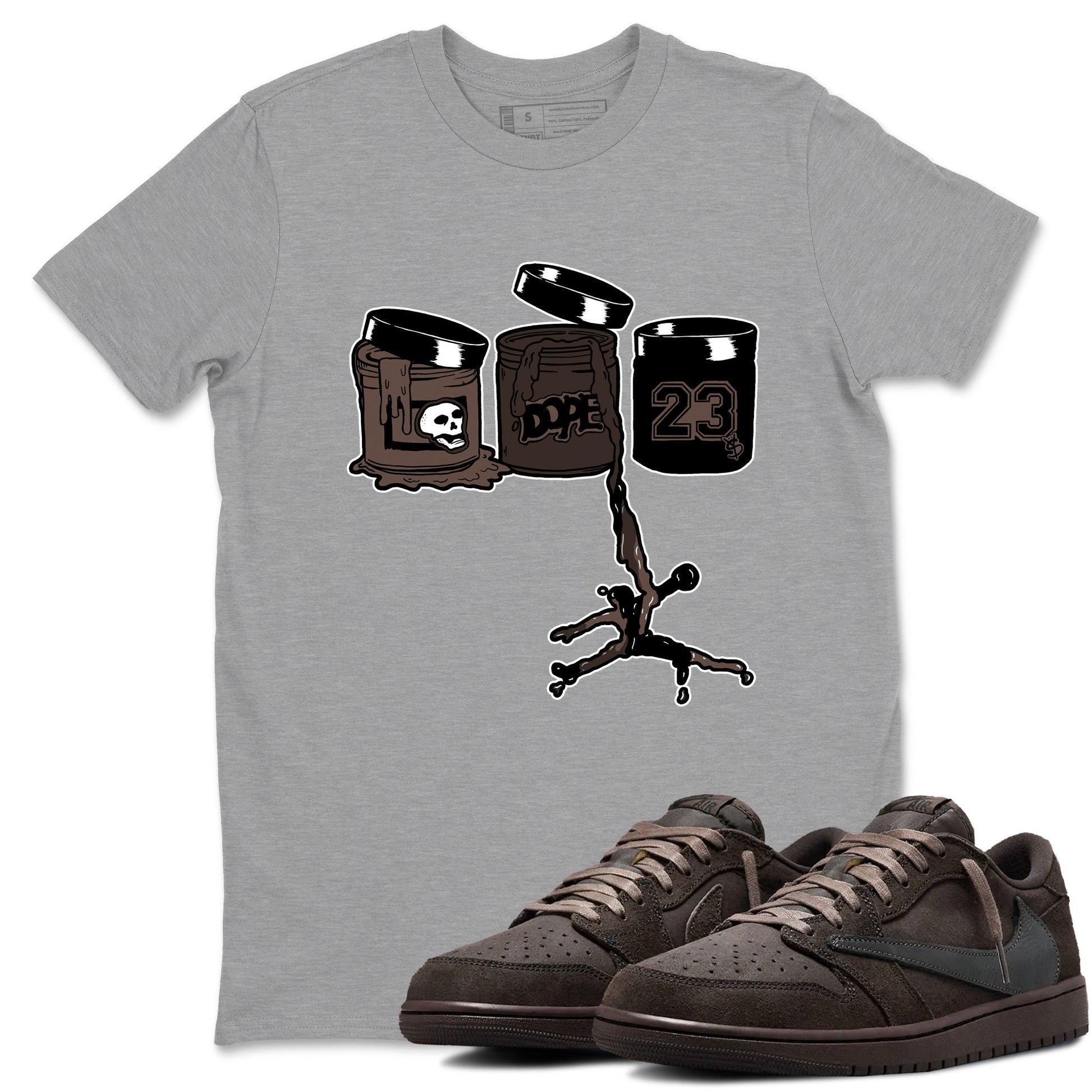 AJ1 Travis Scott Velvet Brown and Dark Mocha shirts to match jordans Jordan Paint sneaker match tees 1s Travis Scott Velvet Brown match shoes to clothes SNRT Sneaker Tees unisex cotton Heather Grey 1 shirts