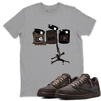 AJ1 Travis Scott Velvet Brown and Dark Mocha shirts to match jordans Jordan Paint sneaker match tees 1s Travis Scott Velvet Brown match shoes to clothes SNRT Sneaker Tees unisex cotton Heather Grey 1 shirts