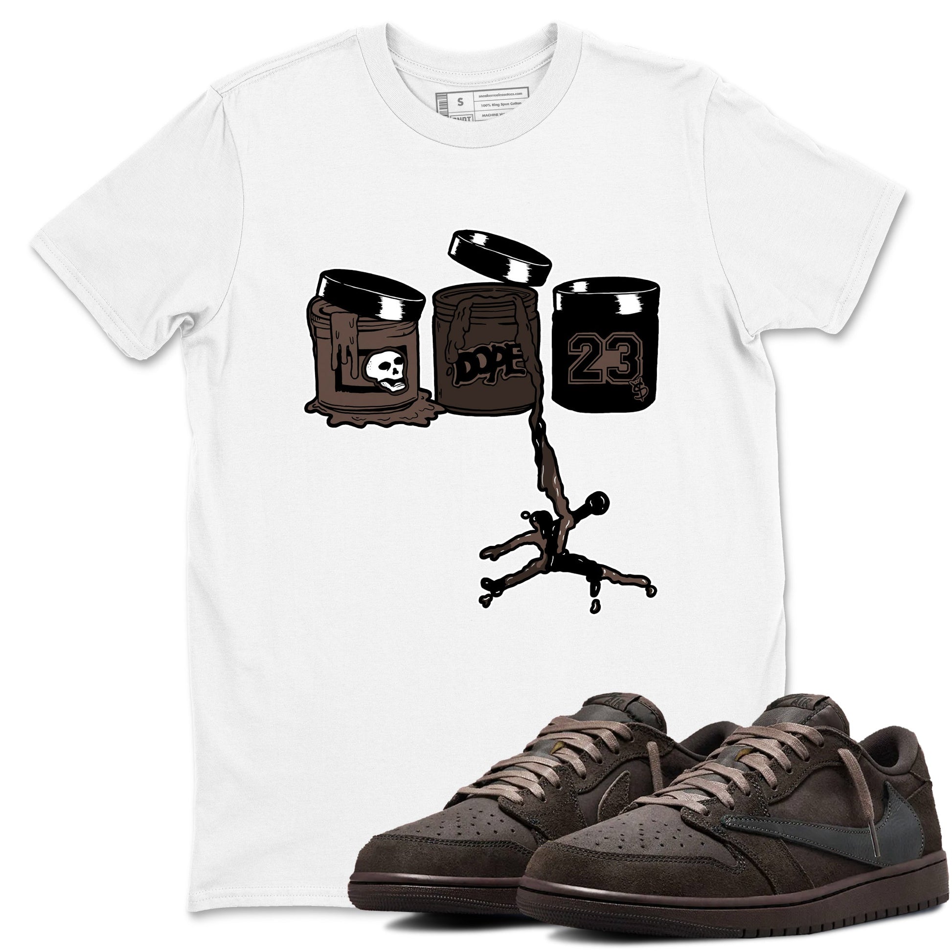 AJ1 Travis Scott Velvet Brown and Dark Mocha shirts to match jordans Jordan Paint sneaker match tees 1s Travis Scott Velvet Brown match shoes to clothes SNRT Sneaker Tees unisex cotton White 1 shirts
