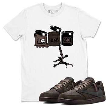 AJ1 Travis Scott Velvet Brown and Dark Mocha shirts to match jordans Jordan Paint sneaker match tees 1s Travis Scott Velvet Brown match shoes to clothes SNRT Sneaker Tees unisex cotton White 1 shirts