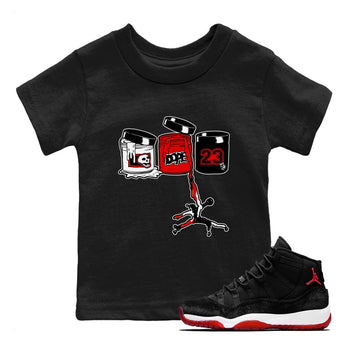 11s Bred Velvet shirts to match jordans Jordan Paint sneaker match tees Air Jordan 11 Retro Bred Velvet match shoes to clothes SNRT Sneaker Tees Youth Baby Black 1 tee
