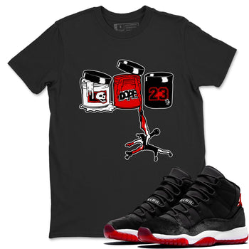 11s Bred Velvet shirts to match jordans Jordan Paint sneaker match tees Air Jordan 11 Retro Bred Velvet match shoes to clothes SNRT Sneaker Tees unisex cotton Black 1 shirts