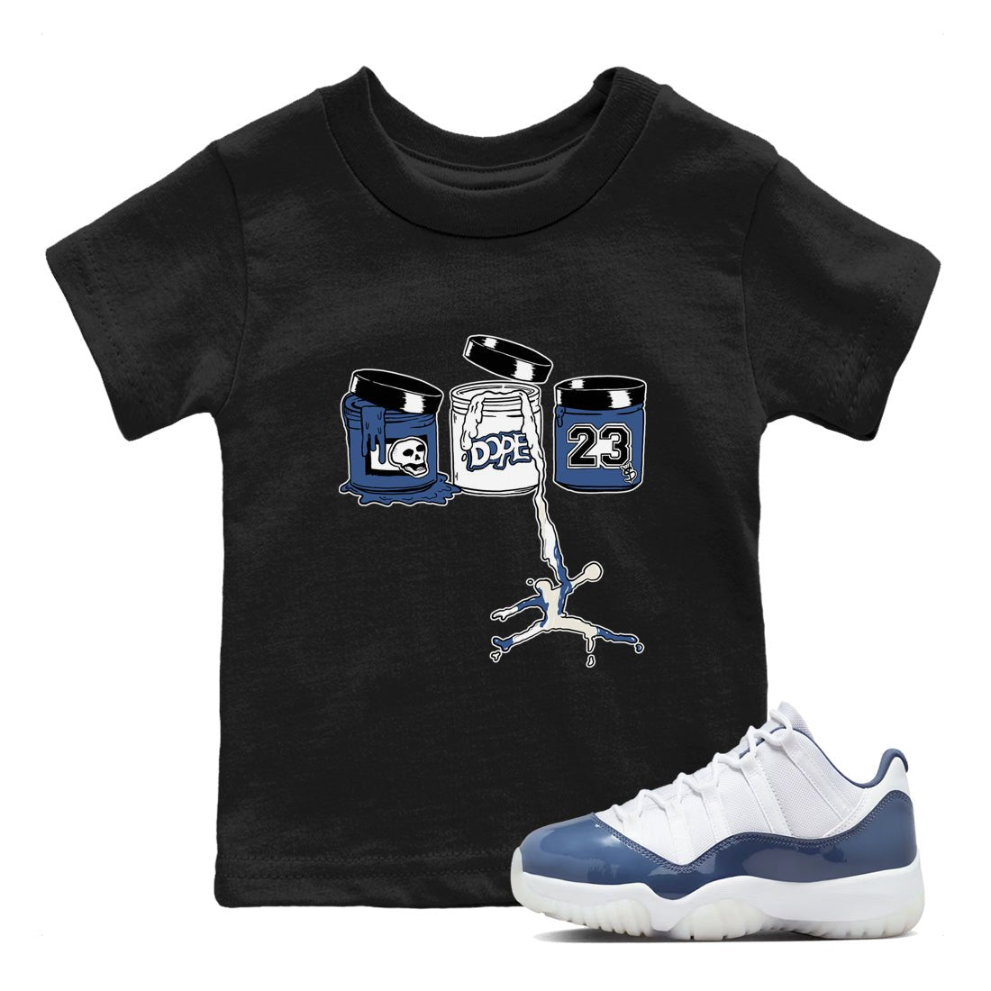 11s Diffused Blue Shirts To Match Jordans Jordan Paint sneaker match tees Air Jordan 11 Diffused Blue Tee SNRT Sneaker Release Tees Youth Baby Black 1 crew neck shirts