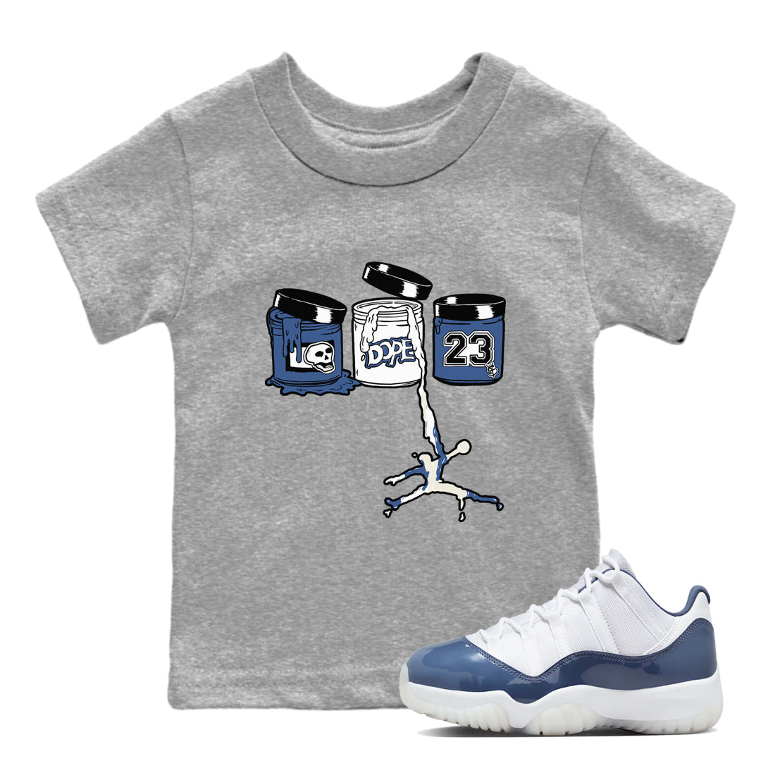 11s Diffused Blue Shirts To Match Jordans Jordan Paint sneaker match tees Air Jordan 11 Diffused Blue Tee SNRT Sneaker Release Tees Youth Baby Heather Grey 1 crew neck shirts