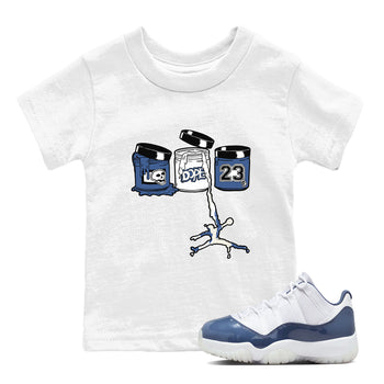 11s Diffused Blue Shirts To Match Jordans Jordan Paint sneaker match tees Air Jordan 11 Diffused Blue Tee SNRT Sneaker Release Tees Youth Baby White 1 crew neck shirts