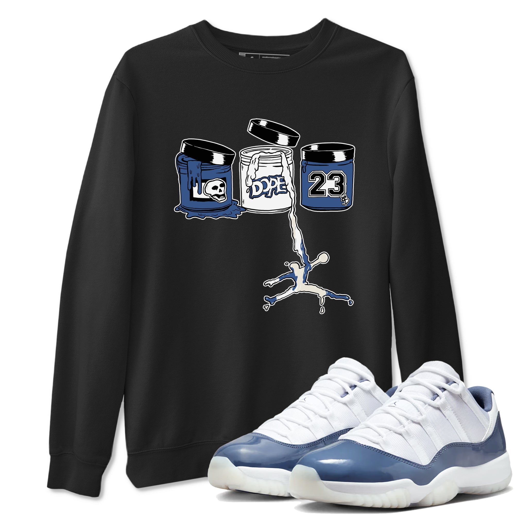 11s Diffused Blue Shirts To Match Jordans Jordan Paint sneaker match tees Air Jordan 11 Diffused Blue Tee SNRT Sneaker Release Tees unisex cotton Black 1 crew neck shirts