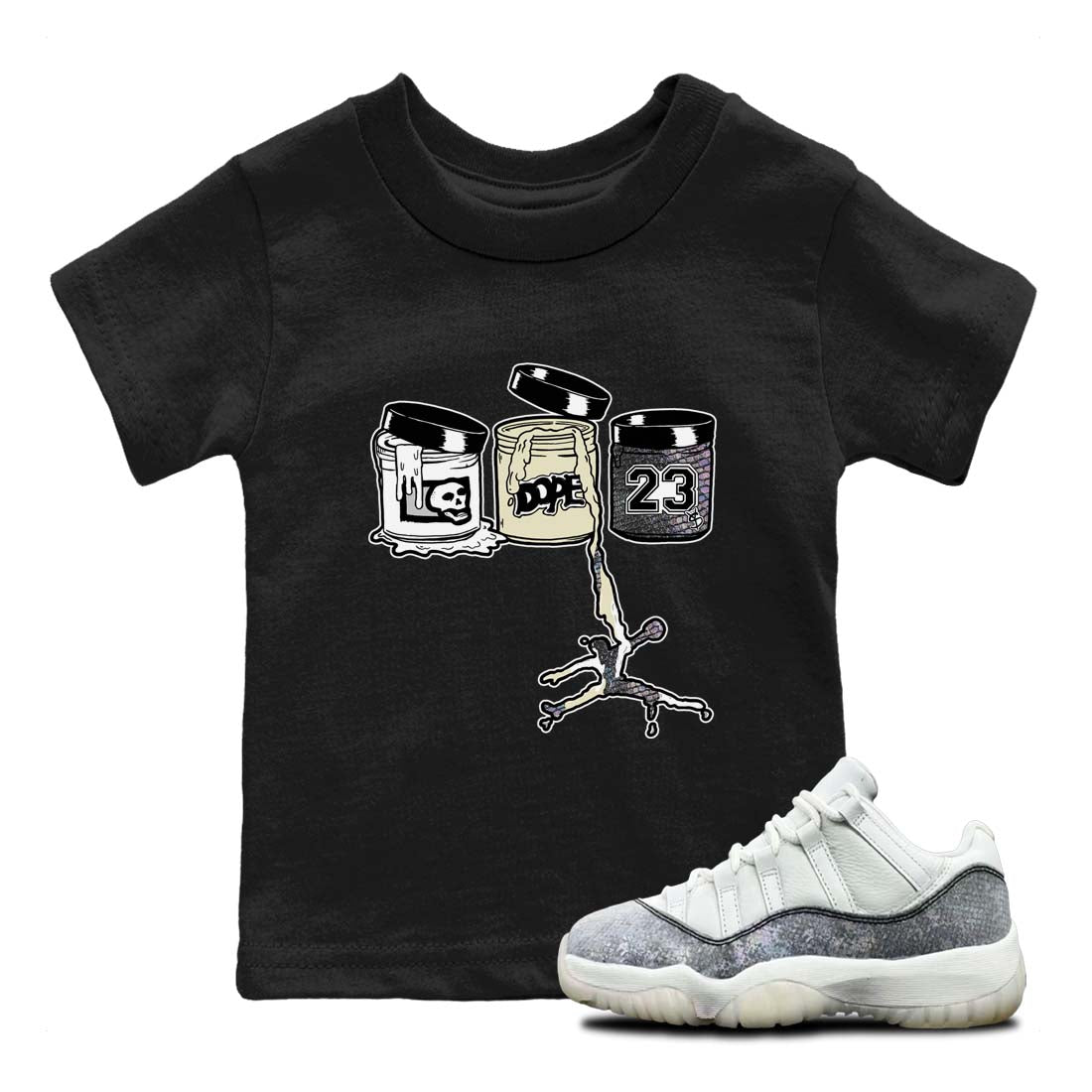 11s Year Of The Snake shirts to match jordans  Jordan Paint shirts to match jordans Air Jordan 11 Retro Low Year Of The Snake match shoes to clothes SNRT Sneaker Tees Youth Baby Black 1 tee