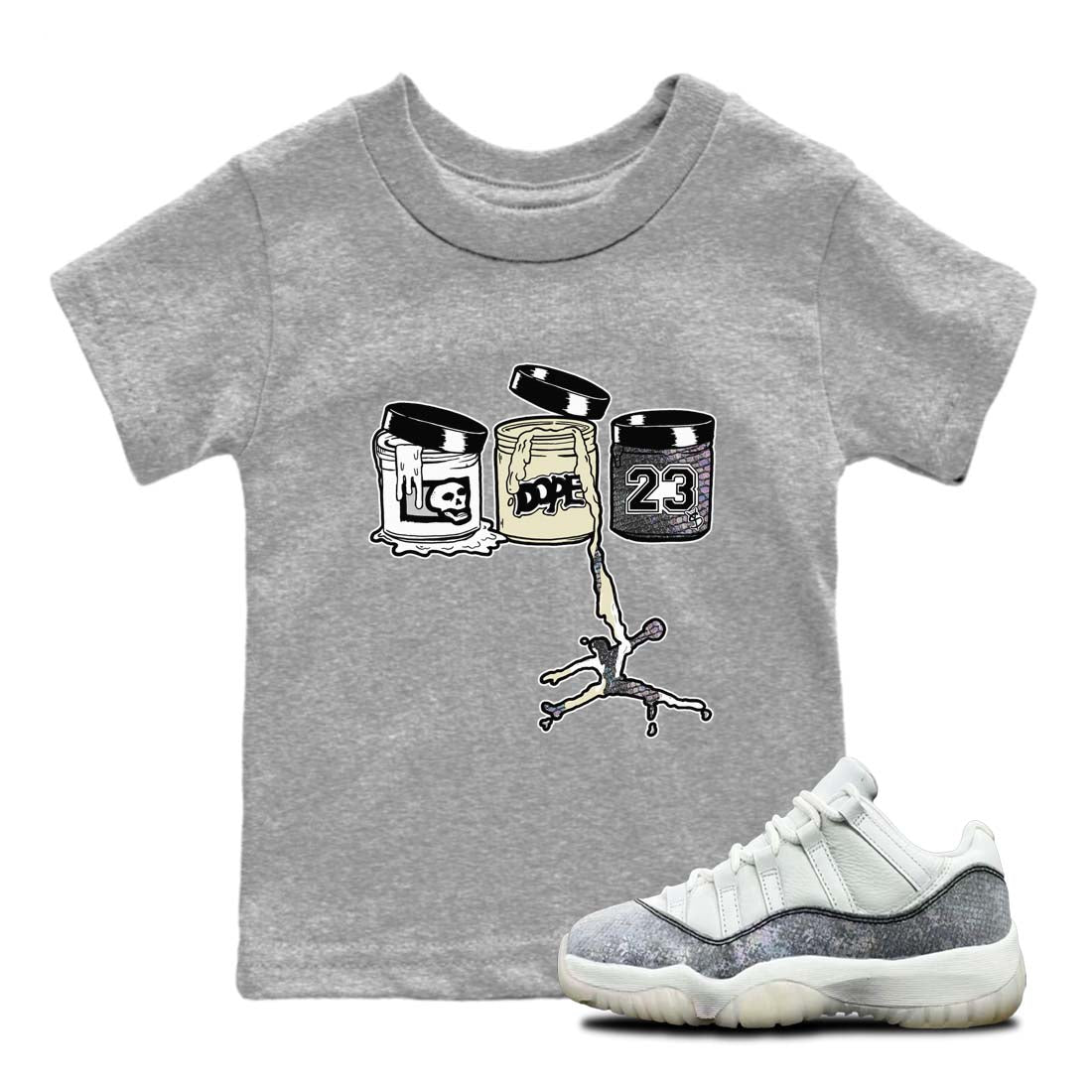 11s Year Of The Snake shirts to match jordans  Jordan Paint shirts to match jordans Air Jordan 11 Retro Low Year Of The Snake match shoes to clothes SNRT Sneaker Tees Youth Baby Heather Grey 1 tee