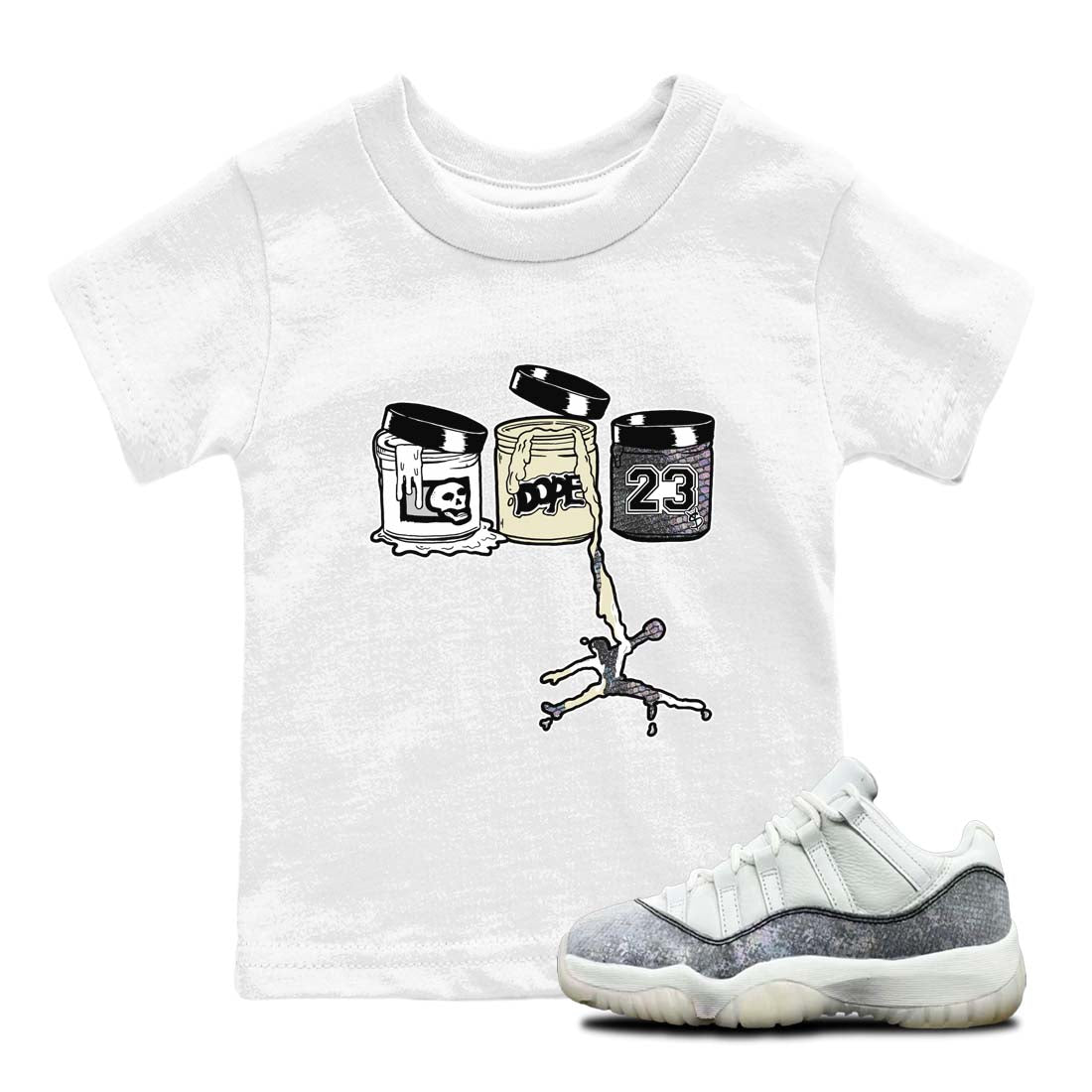 11s Year Of The Snake shirts to match jordans  Jordan Paint shirts to match jordans Air Jordan 11 Retro Low Year Of The Snake match shoes to clothes SNRT Sneaker Tees Youth Baby White 1 tee
