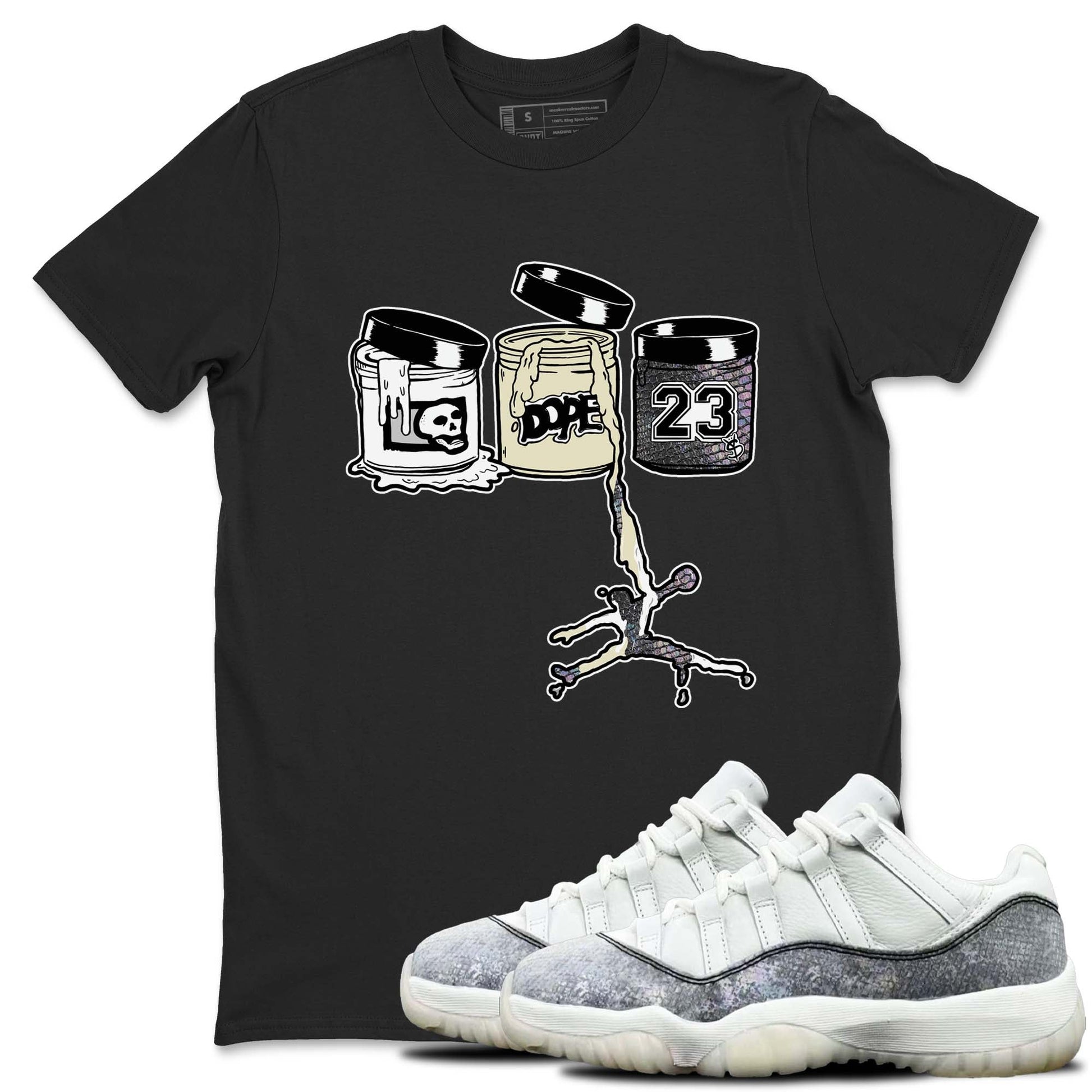 11s Year Of The Snake shirts to match jordans  Jordan Paint shirts to match jordans Air Jordan 11 Retro Low Year Of The Snake match shoes to clothes SNRT Sneaker Tees unisex cotton Black 1 shirts