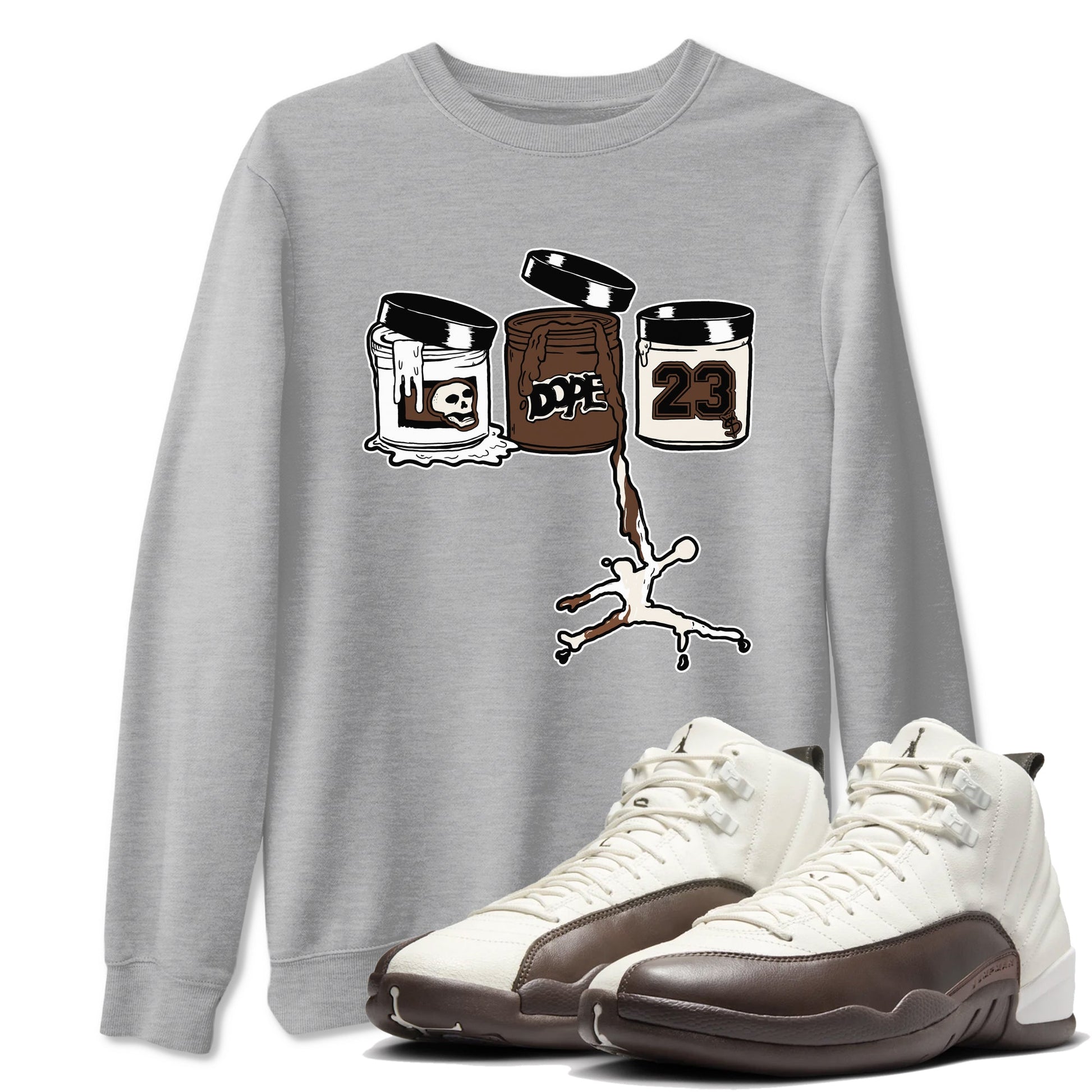 AJ12 Baroque Brown shirts to match jordans Jordan Paint best t shirts to wear with jordans SoleFly x Jordan 12 Baroque Brown match shoes to clothes SNRT Sneaker Tees unisex cotton Heather Grey 1 shirts