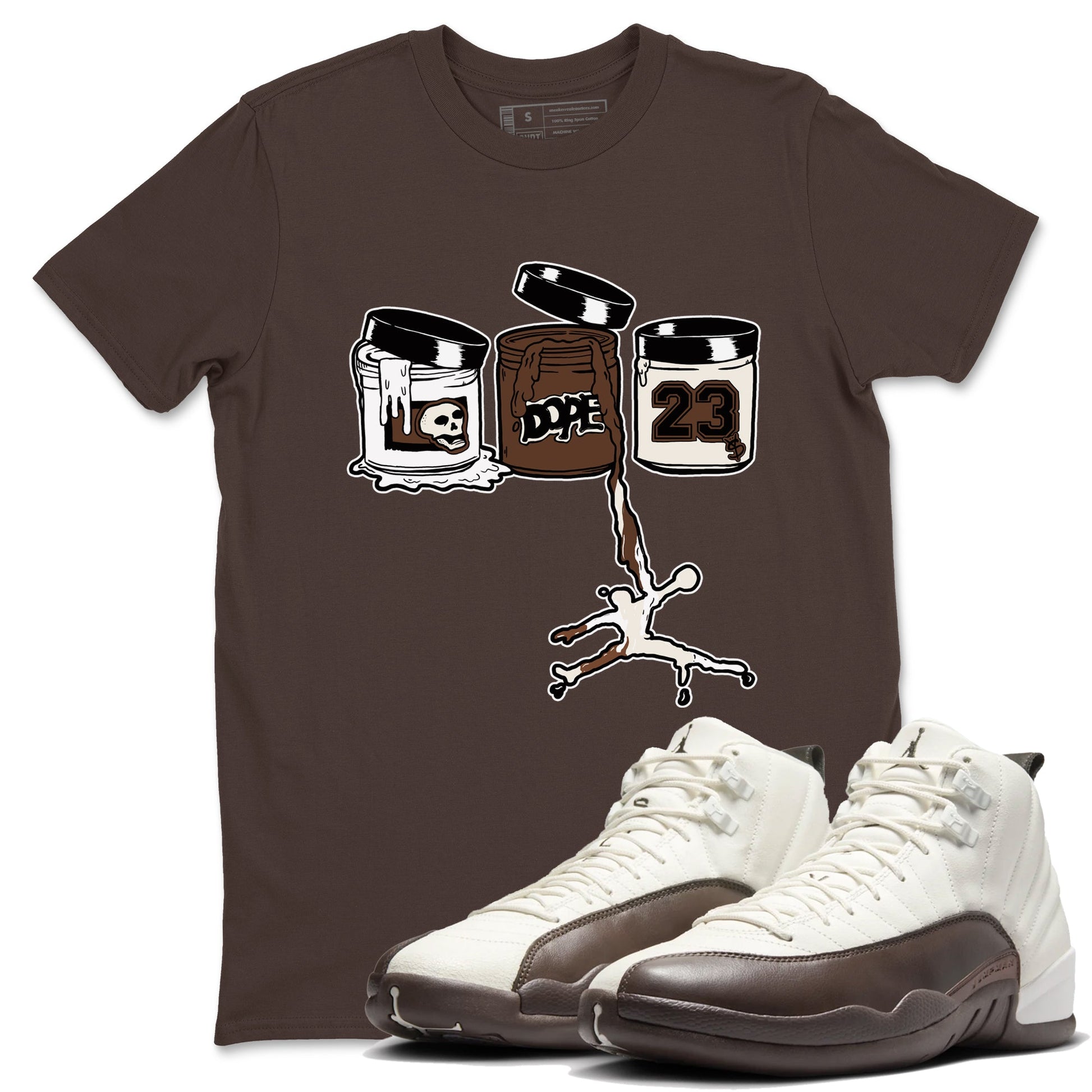 AJ12 Baroque Brown shirts to match jordans Jordan Paint best t shirts to wear with jordans SoleFly x Jordan 12 Baroque Brown match shoes to clothes SNRT Sneaker Tees unisex cotton Dark Chocolate 1 shirts