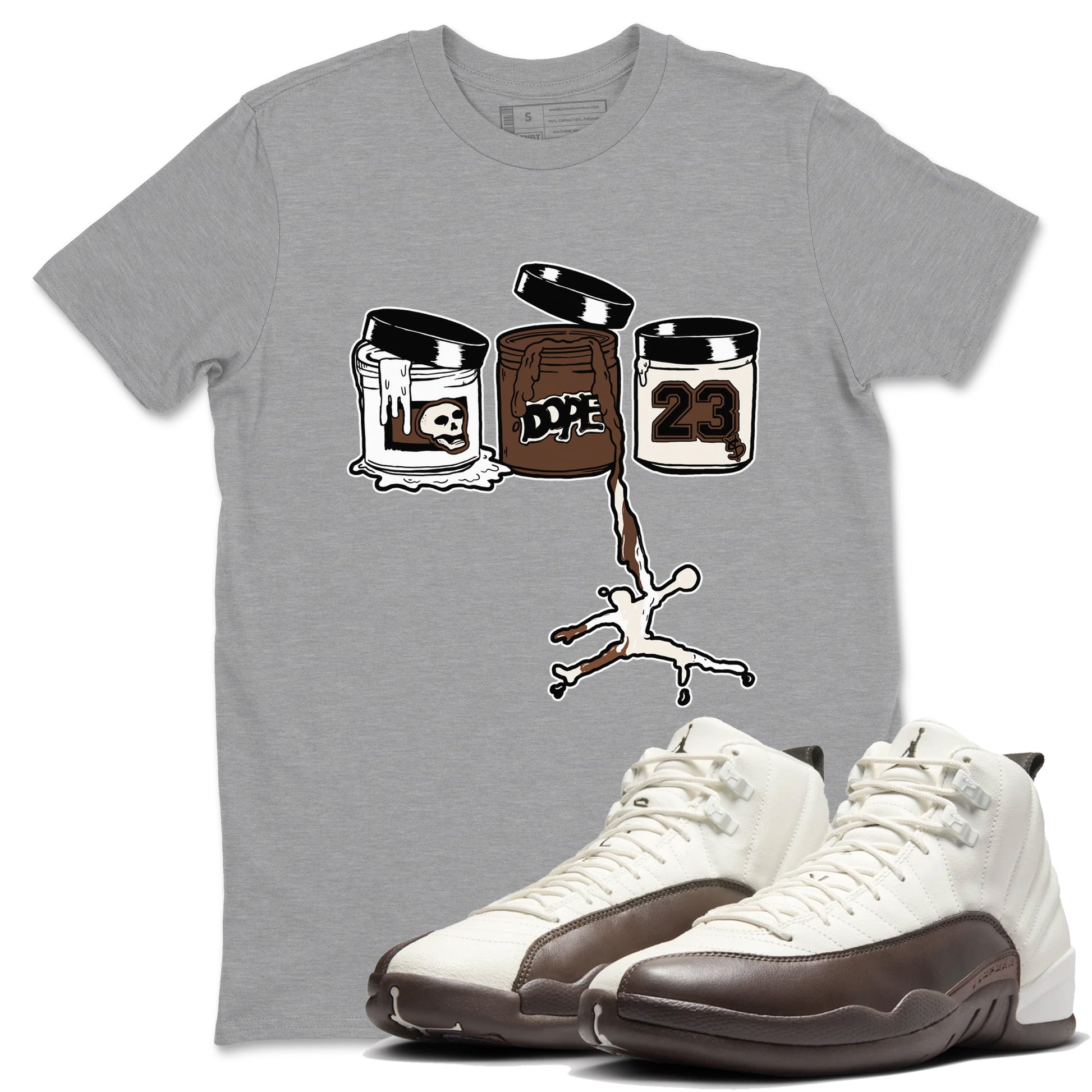 AJ12 Baroque Brown shirts to match jordans Jordan Paint best t shirts to wear with jordans SoleFly x Jordan 12 Baroque Brown match shoes to clothes SNRT Sneaker Tees unisex cotton Heather Grey 1 shirts