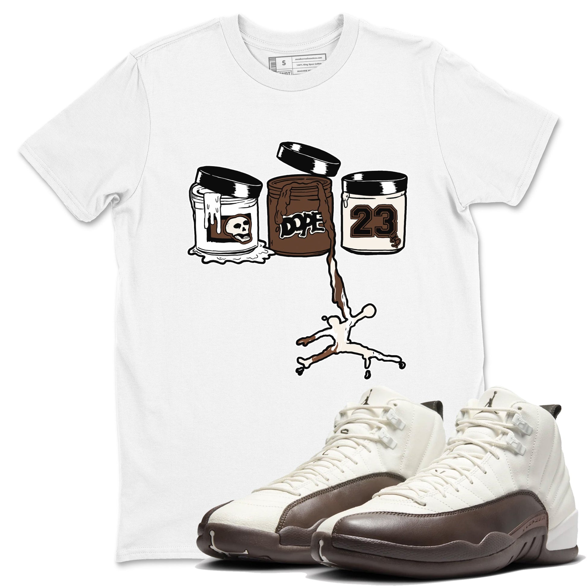 AJ12 Baroque Brown shirts to match jordans Jordan Paint best t shirts to wear with jordans SoleFly x Jordan 12 Baroque Brown match shoes to clothes SNRT Sneaker Tees unisex cotton White 1 shirts