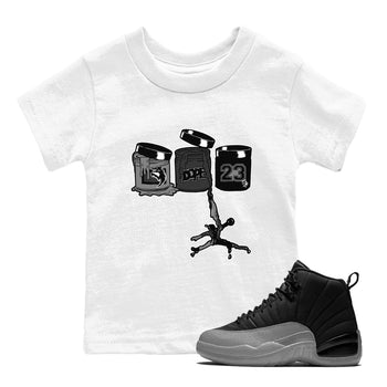 12s Black Wolf Grey shirts to match jordans Jordan Paint sneaker match tees Air Jordan 12 Barons match shoes to clothes SNRT Sneaker Tees Youth Baby White 1 tee