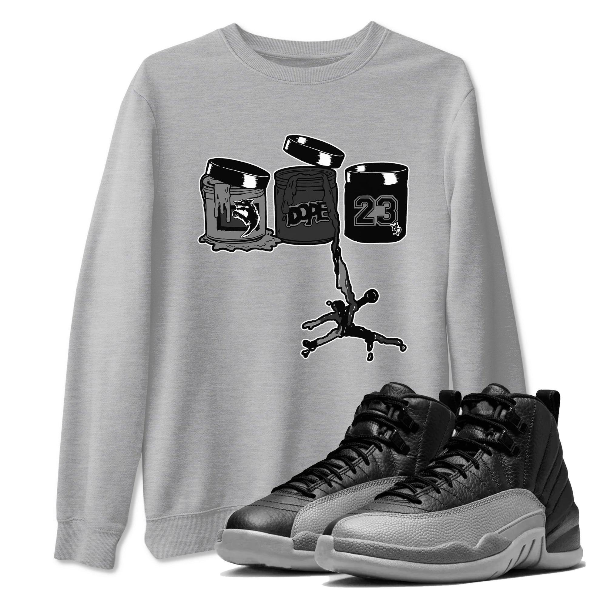 12s Black Wolf Grey shirts to match jordans Jordan Paint sneaker match tees Air Jordan 12 Barons match shoes to clothes SNRT Sneaker Tees unisex cotton Heather Grey 1 shirts