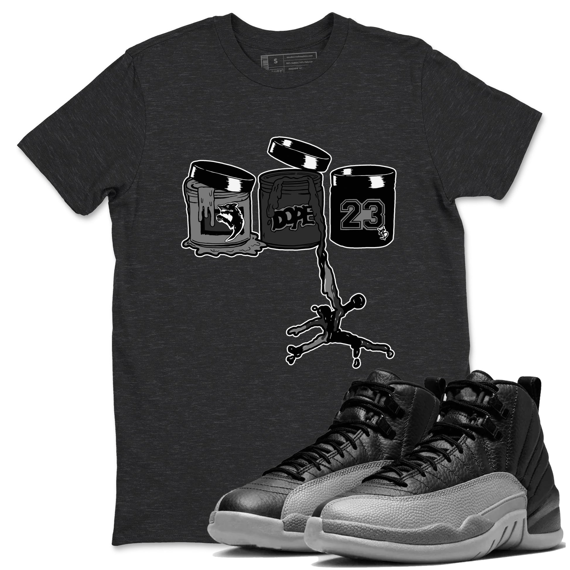 12s Black Wolf Grey shirts to match jordans Jordan Paint sneaker match tees Air Jordan 12 Barons match shoes to clothes SNRT Sneaker Tees unisex cotton Charcoal Heather 1 shirts