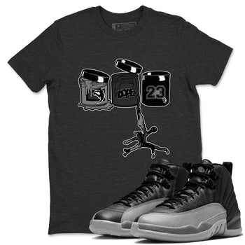 12s Black Wolf Grey shirts to match jordans Jordan Paint sneaker match tees Air Jordan 12 Barons match shoes to clothes SNRT Sneaker Tees unisex cotton Charcoal Heather 1 shirts