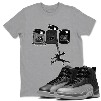 12s Black Wolf Grey shirts to match jordans Jordan Paint sneaker match tees Air Jordan 12 Barons match shoes to clothes SNRT Sneaker Tees unisex cotton Heather Grey 1 shirts