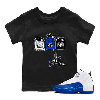 12s Blueberry shirts to match jordans Jordan Paint best t shirts to wear with jordans AJ12 White & Game Royal match shoes to clothes SNRT Sneaker Tees Youth Baby Black 1 tee