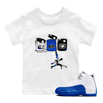 12s Blueberry shirts to match jordans Jordan Paint best t shirts to wear with jordans AJ12 White & Game Royal match shoes to clothes SNRT Sneaker Tees Youth Baby White 1 tee