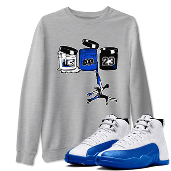 12s Blueberry shirts to match jordans Jordan Paint best t shirts to wear with jordans AJ12 White & Game Royal match shoes to clothes SNRT Sneaker Tees unisex cotton Heather Grey 1 shirts