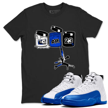12s Blueberry shirts to match jordans Jordan Paint best t shirts to wear with jordans AJ12 White & Game Royal match shoes to clothes SNRT Sneaker Tees unisex cotton Black 1 shirts