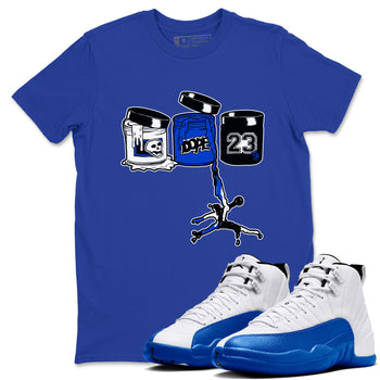 12s Blueberry shirts to match jordans Jordan Paint best t shirts to wear with jordans AJ12 White & Game Royal match shoes to clothes SNRT Sneaker Tees unisex cotton Royal Blue 1 shirts