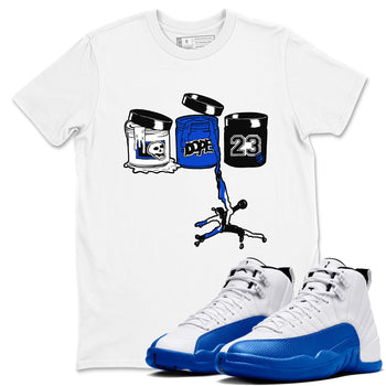 12s Blueberry shirts to match jordans Jordan Paint best t shirts to wear with jordans AJ12 White & Game Royal match shoes to clothes SNRT Sneaker Tees unisex cotton White 1 shirts