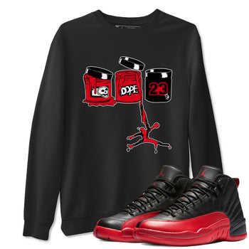 12s Flu Game shirts to match jordans Jordan Paint sneaker match tees Air Jordan 12 Retro Flu Game match shoes to clothes SNRT Sneaker Tees unisex cotton Black 1 shirts