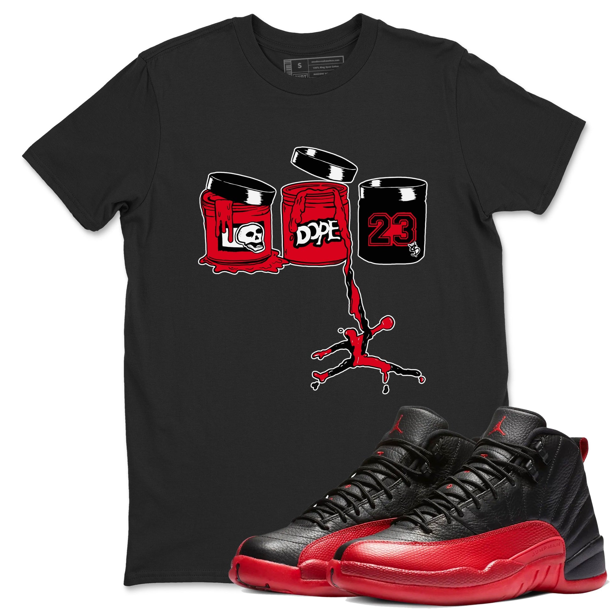 12s Flu Game shirts to match jordans Jordan Paint sneaker match tees Air Jordan 12 Retro Flu Game match shoes to clothes SNRT Sneaker Tees unisex cotton Black 1 shirts