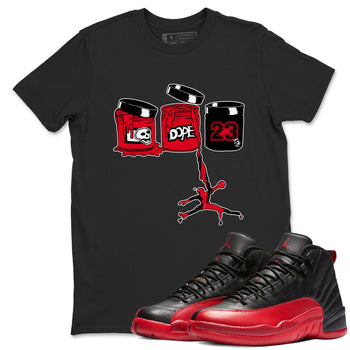 12s Flu Game shirts to match jordans Jordan Paint sneaker match tees Air Jordan 12 Retro Flu Game match shoes to clothes SNRT Sneaker Tees unisex cotton Black 1 shirts