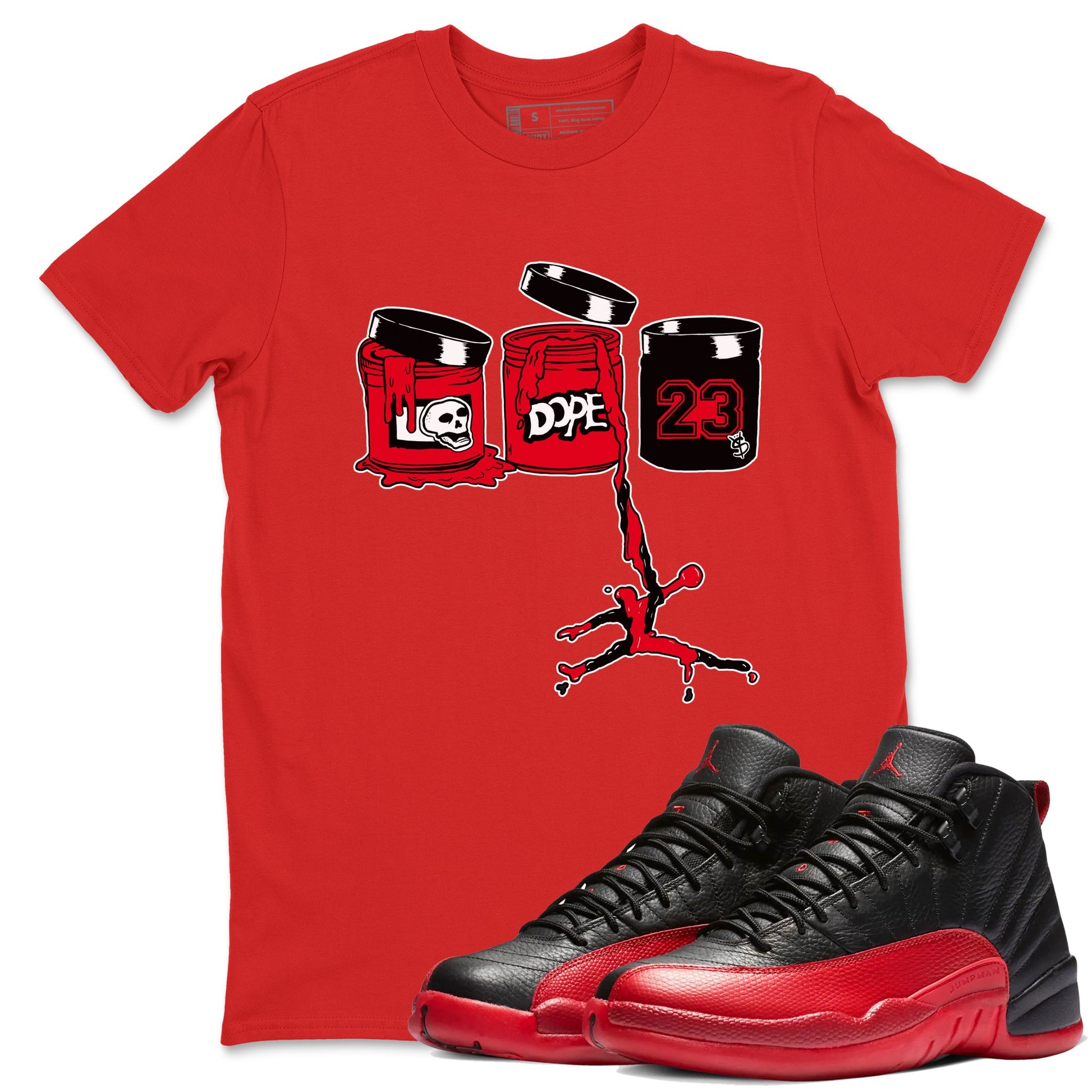 12s Flu Game shirts to match jordans Jordan Paint sneaker match tees Air Jordan 12 Retro Flu Game match shoes to clothes SNRT Sneaker Tees unisex cotton Red 1 shirts