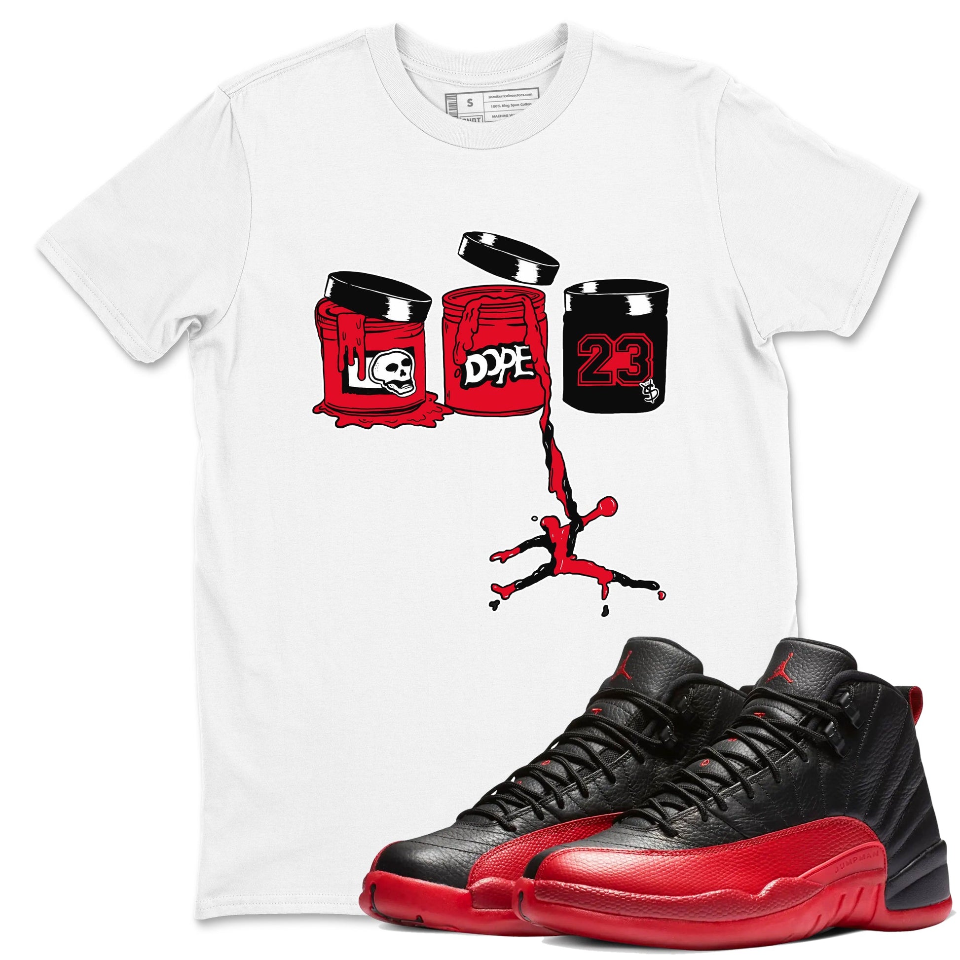 12s Flu Game shirts to match jordans Jordan Paint sneaker match tees Air Jordan 12 Retro Flu Game match shoes to clothes SNRT Sneaker Tees unisex cotton White 1 shirts