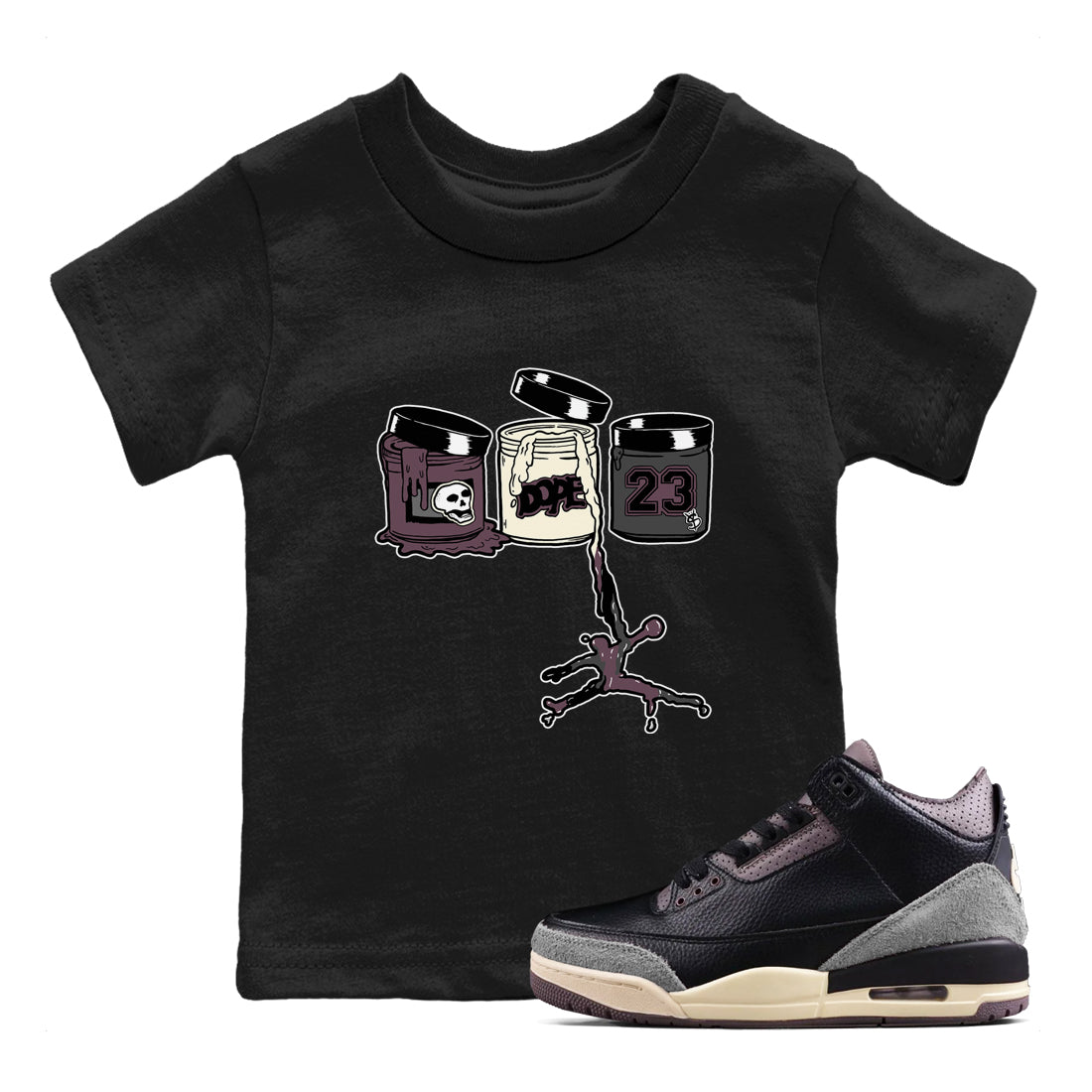3s A Ma Maniere x Black Shirts To Match Jordans Jordan Paint sneaker match tees Air Jordan 3 A Ma Maniere x Black And Flat Pewter T-Shirt SNRT Sneake Sneaker Release Tees Youth Baby Black 1 crew neck shirts