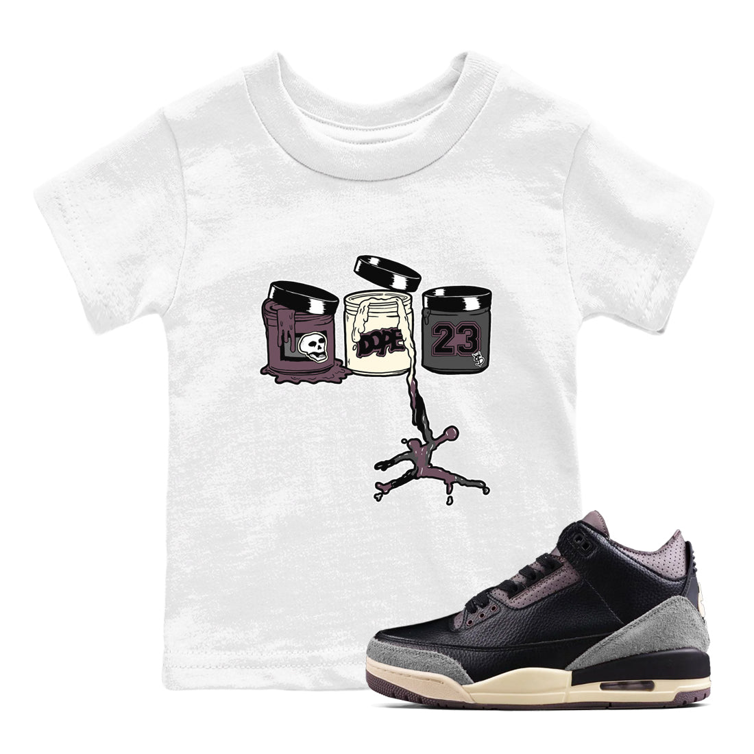 3s A Ma Maniere x Black Shirts To Match Jordans Jordan Paint sneaker match tees Air Jordan 3 A Ma Maniere x Black And Flat Pewter T-Shirt SNRT Sneake Sneaker Release Tees Youth Baby White 1 crew neck shirts