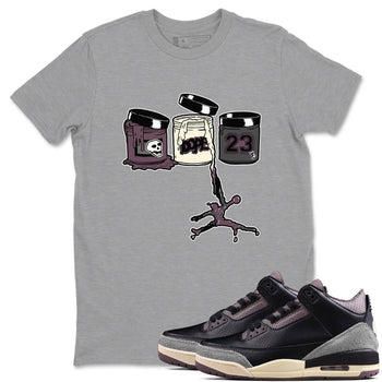 3s A Ma Maniere x Black Shirts To Match Jordans Jordan Paint sneaker match tees Air Jordan 3 A Ma Maniere x Black And Flat Pewter T-Shirt SNRT Sneake Sneaker Release Tees unisex cotton Heather Grey 1 crew neck shirts