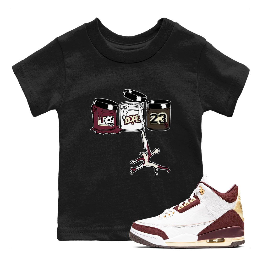 3s A Ma Maniere x Burgundy Crush Shirts To Match Jordans Jordan Paint sneaker match tees Air Jordan 3 A Ma Maniere x Burgundy Crush Tee SNRT Sneaker Release Tees Youth Baby Black 1 crew neck shirts
