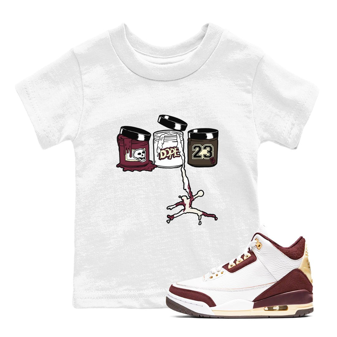 3s A Ma Maniere x Burgundy Crush Shirts To Match Jordans Jordan Paint sneaker match tees Air Jordan 3 A Ma Maniere x Burgundy Crush Tee SNRT Sneaker Release Tees Youth Baby White 1 crew neck shirts