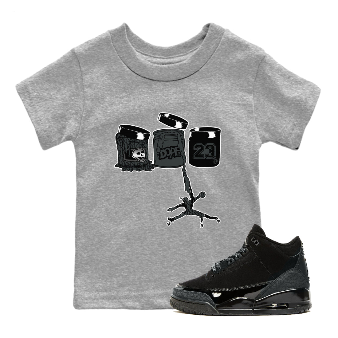 3s Black Cat shirts to match jordans Jordan Paint sneaker match tees Air Jordan 3 Retro Black Cat match shoes to clothes SNRT Sneaker Tees Youth Baby Heather Grey 1 tee