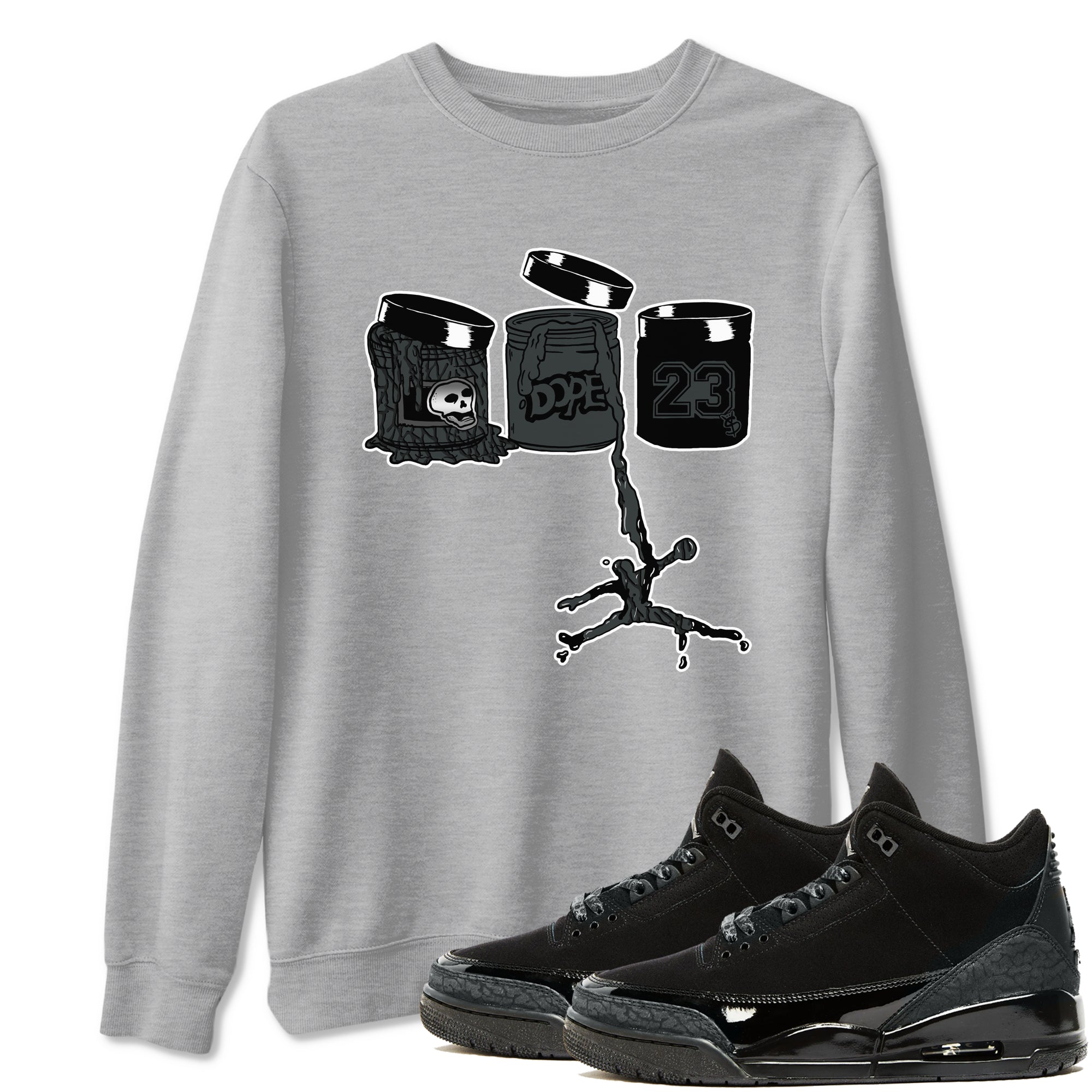 3s Black Cat shirts to match jordans Jordan Paint sneaker match tees Air Jordan 3 Retro Black Cat match shoes to clothes SNRT Sneaker Tees unisex cotton Heather Grey 1 shirts