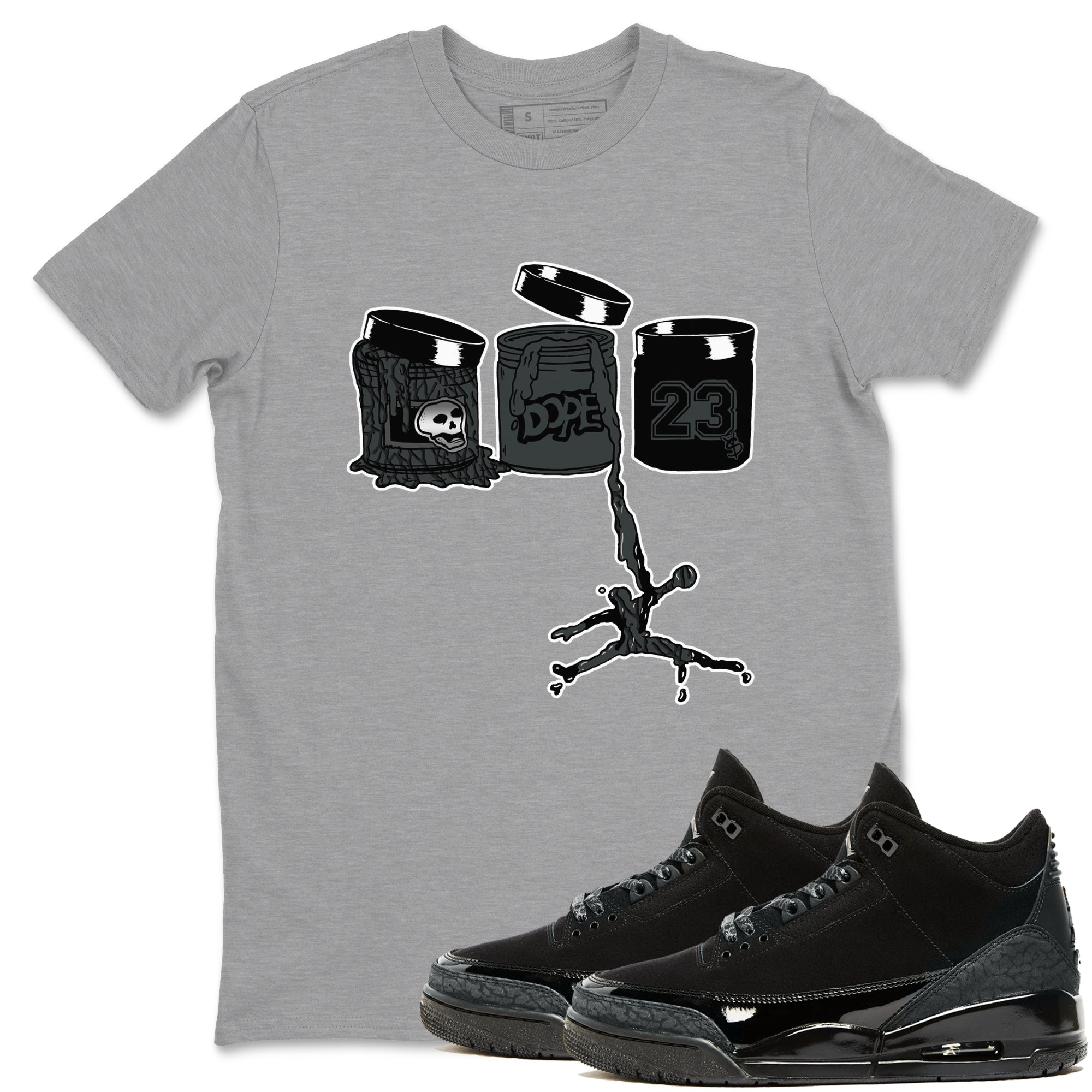 3s Black Cat shirts to match jordans Jordan Paint sneaker match tees Air Jordan 3 Retro Black Cat match shoes to clothes SNRT Sneaker Tees unisex cotton Heather Grey 1 shirts