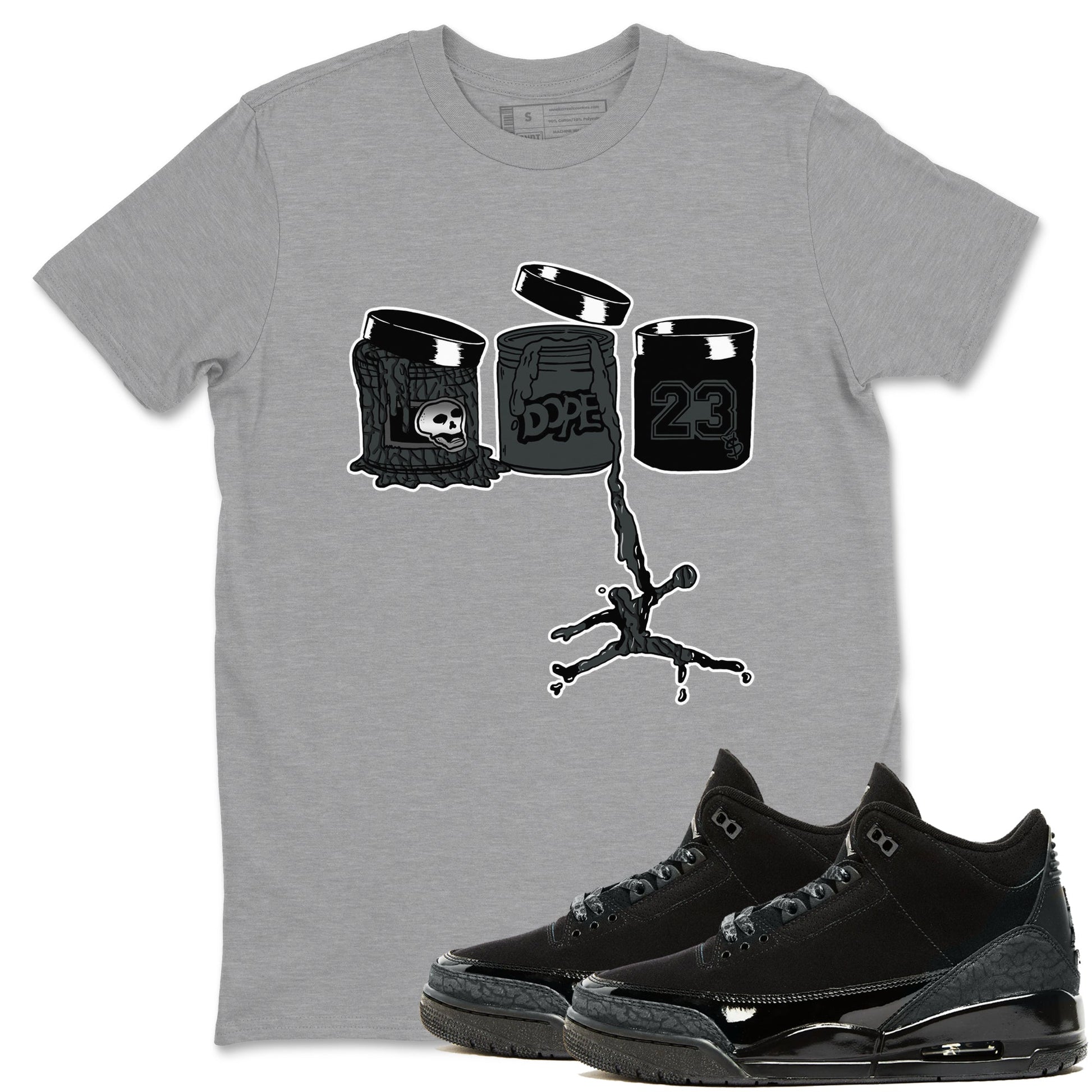 3s Black Cat shirts to match jordans Jordan Paint sneaker match tees Air Jordan 3 Retro Black Cat match shoes to clothes SNRT Sneaker Tees unisex cotton Heather Grey 1 shirts