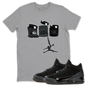 3s Black Cat shirts to match jordans Jordan Paint sneaker match tees Air Jordan 3 Retro Black Cat match shoes to clothes SNRT Sneaker Tees unisex cotton Heather Grey 1 shirts