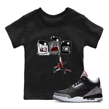 3s Black Cement shirts to match jordans Jordan Paint sneaker match tees Air Jordan 3 Black Cement match shoes to clothes SNRT Sneaker Tees Youth Baby Black 1 tee