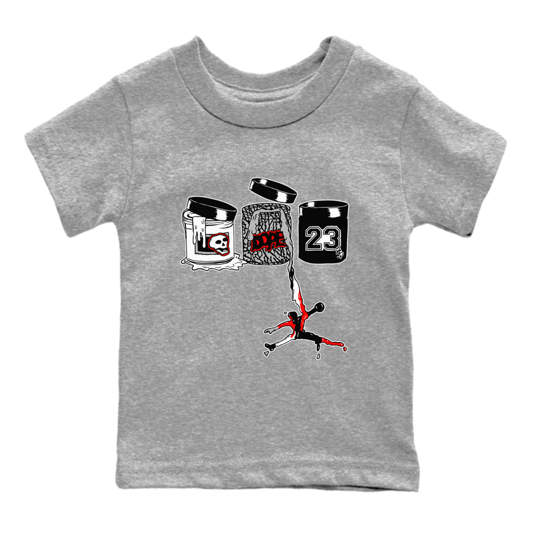 3s Black Cement shirts to match jordans Jordan Paint sneaker match tees Air Jordan 3 Black Cement match shoes to clothes SNRT Sneaker Tees Youth Baby Heather Grey 2 tee