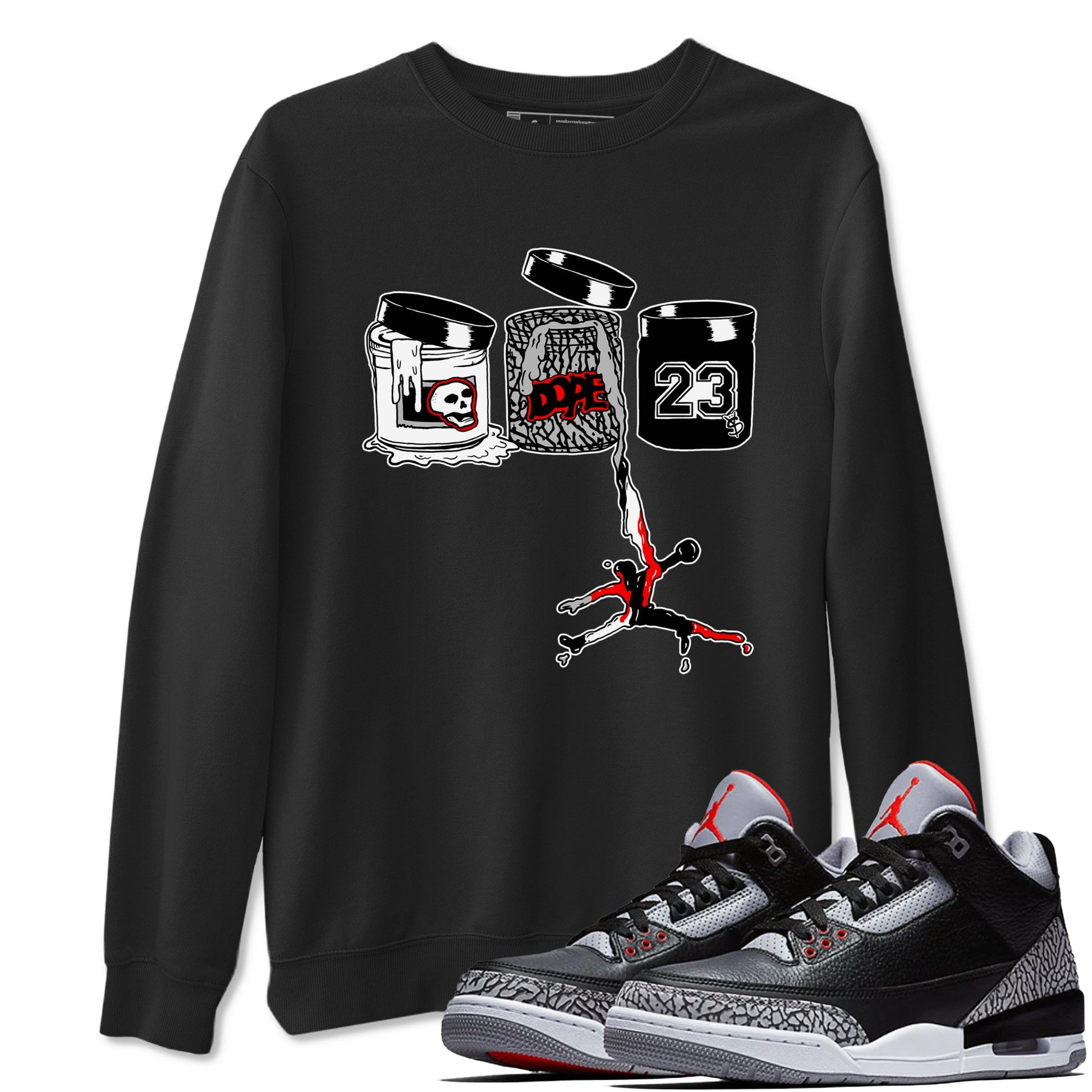 3s Black Cement shirts to match jordans Jordan Paint sneaker match tees Air Jordan 3 Black Cement match shoes to clothes SNRT Sneaker Tees unisex cotton Black 1 shirts
