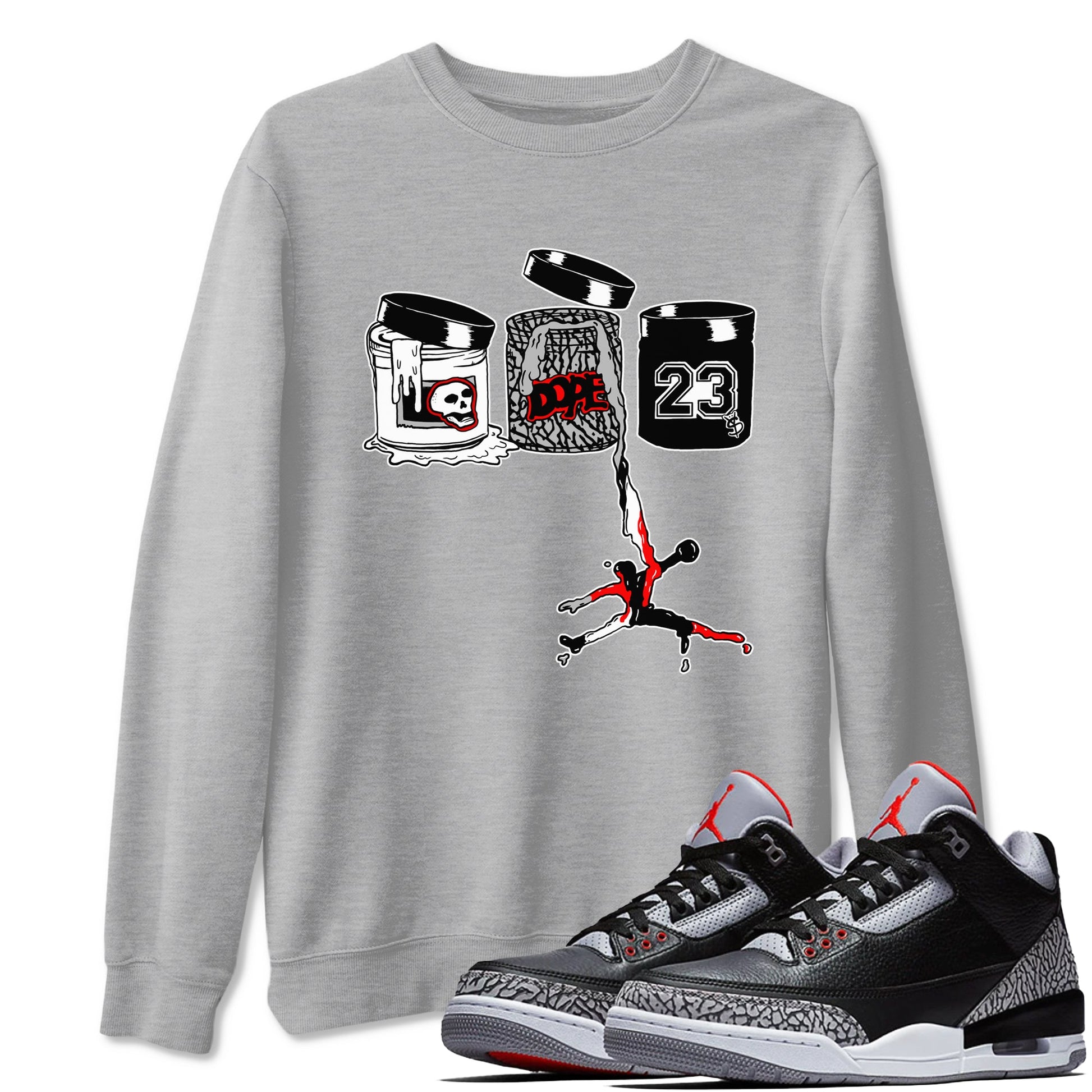 3s Black Cement shirts to match jordans Jordan Paint sneaker match tees Air Jordan 3 Black Cement match shoes to clothes SNRT Sneaker Tees unisex cotton Heather Grey 1 shirts