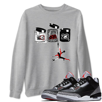 3s Black Cement shirts to match jordans Jordan Paint sneaker match tees Air Jordan 3 Black Cement match shoes to clothes SNRT Sneaker Tees unisex cotton Heather Grey 1 shirts